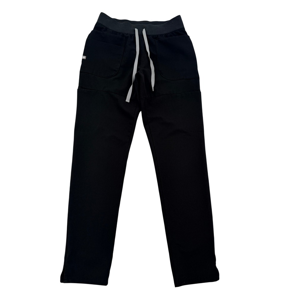 Figs Technical Collection Black Scrub Pants Women XS Straight Leg Drawstring